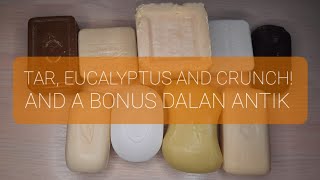 ASMR soap cutting ‐ Tar Cream Olive Eucalyptus and A BONUS  SURPRISE DALAN ANTIK IN THE END [upl. by Anivas684]