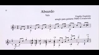 Absurdo  vals V Expósito Pablo Covacevich  guitarra score [upl. by Forta]