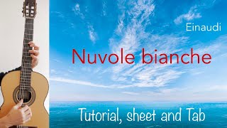 Nuvole bianche L Einaudi Guitar lesson sheet and tab [upl. by Daveta]