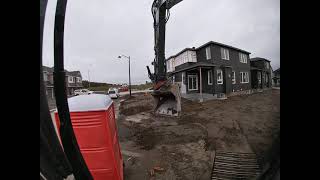 Subdivision grading using my Rototilt R6 and Trimble earthwork [upl. by Babb868]