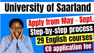 No Tuition fee and No application fee How to apply for MSc at the University of Saarland Germany [upl. by Hodge]