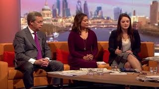 Nigel Farage v Ayesha Hazarika  Andrew Marr  3122017 [upl. by Cirdla]