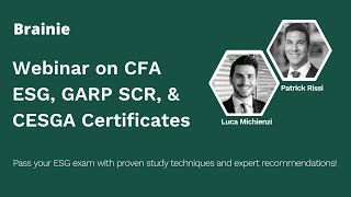 A Comprehensive Webinar on CFA ESG GARP SCR and CESGA Certificates [upl. by Dagmar]