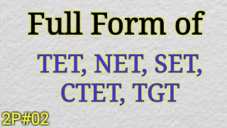 Full form of TET NET SET CTET TGT in Education  Gk Quiz in Hindi  Mahipal Rajput [upl. by Kehoe187]