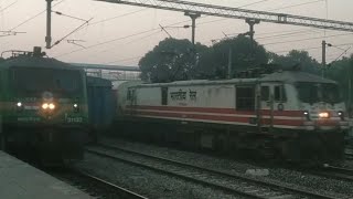 04493–New Delhi Special Fare SF Festival Special crossingMZP stationLocoWAP5Loco no30037 [upl. by Monteith]