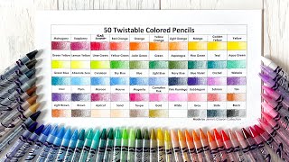 50 Crayola Twistable Crayons Label Names and Swatches [upl. by Ellitnahc]