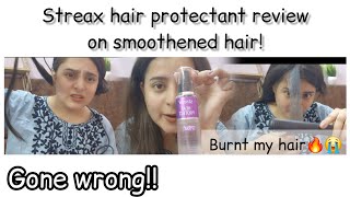 Streax heat protectant spray review gone wrong Burnt my hair amp hand😭 curling for smoothened hair [upl. by Chrisman895]