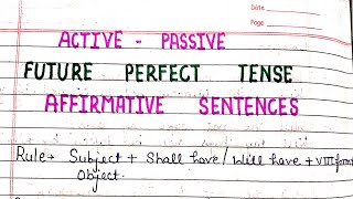 Active Se Passive voice Future perfect Tense Affirmative Sentence With Example [upl. by Nikita]