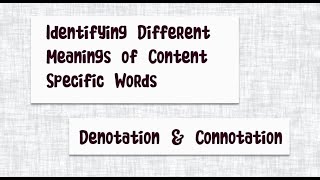 Denotation and Connotation [upl. by Arrimat]