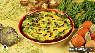 🍳 Omelette au chou kale oignons champignons amp fromage [upl. by Kalmick]