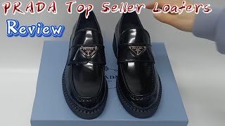 UNBOXING PRADA MONOLITH PATENT LEATHER LOAFERS BLACK [upl. by Brenn]