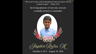 Jayden Rufus  Memorial Service [upl. by Somisareg]