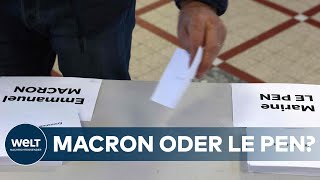 QUAL DER WAHL Stechen in Frankreich – Macron und Le Pen kämpfen um ElyséePalast [upl. by Gona]