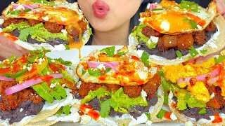 ASMR COLORFUL TOSTADAS WITH CHORIZO amp SOFT FRIED EGGS EATING SOUNDS MUKBANG  ASMR Phan [upl. by Waylan]