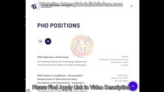 14 PhD PositionsFully Funded at Aalborg University DenmarkApply now High Allowance [upl. by Hannavas]