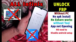 🔥 ALL Infinix frp bypass app not installed 100 solution without pc  xshare not works [upl. by Herrington]