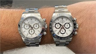 Rolex Daytona White Dial Ceramic Compared To The Previous Version  Rolex Wrist Shots [upl. by Turrell]