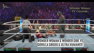 W2 K23 Wonder Woman Gal Gadot amp Wonder Girl vs Gorilla Grodd amp Ultra Humanite Elimination tagteam [upl. by Aicnatsnoc]