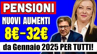 PENSIONI ECCO I NUOVI AUMENTI PER TUTTI da GENNAIO 2025❗️da 8€ a 36€ AL MESE 👉 PRIMI CALCOLI 📈 [upl. by Vasiliki]