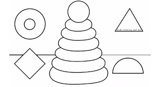 📐📏Color in Geometrical Shapes Circle Square Triangle Drawing for kids beginners and toddler Learning [upl. by Lyrrehs]