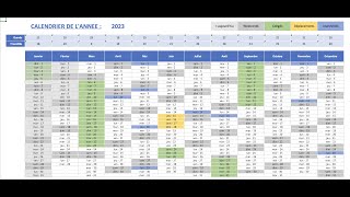 Créer un calendrier dynamique annuel 1  Tuto Excel [upl. by Slaby]