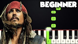 Hes A Pirate  Pirates Of The Caribbean  BEGINNER PIANO TUTORIAL  SHEET MUSIC by Betacustic [upl. by Eimar]