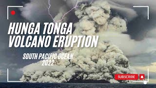 The Hunga Tonga volcano erupted and a tsunami 2022 [upl. by Eniledam50]