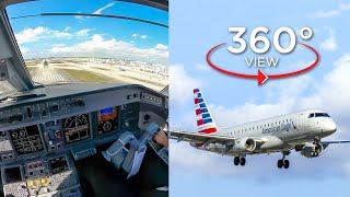 360° VR Pilot View  Landing RWY 30 Miami  American Eagle E175 [upl. by Lundeen246]