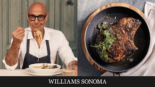 Stanley Tucci Makes Steak Oreganato  Tucci™ by GreenPan™ Exclusively at Williams Sonoma [upl. by Ludly]