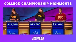 Jeopardy College Championship Finals Highlights  JEOPARDY [upl. by Mcneely]