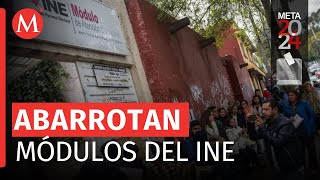 Largas filas en módulos del INE en CdMx para actualizar credenciales [upl. by Nivlem]