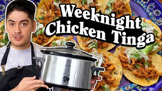 Crockpot Chicken Tinga  An Essential Mexican Recipe [upl. by Haskel]