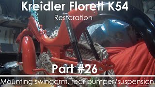 Kreidler Florett K54  Part 26 Mounting swingarm rear bumper and rear suspension [upl. by Ayikur59]