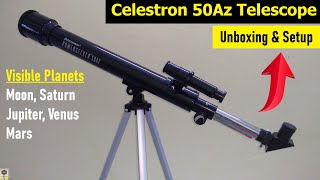 Celestron Powerseeker 50AZ Refractor Telescope Unboxing  Beginners Telescope for watching Planets [upl. by Kralc660]