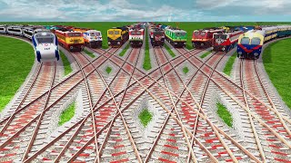 😱 10 RAILGADI FAST CROSSING AT DIAMOND RISKY RAILROAD TRACKS  Train Videos  Train Simulator 2024 [upl. by Utta]