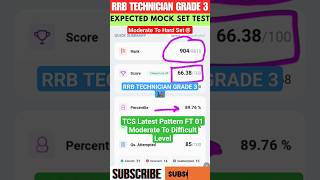 RRB TECHNICIAN GRADE 3 🚂 TCS Latest Pattern FT 01🎯 Marks😔 shorts railway short rrb [upl. by Eetnwahs]