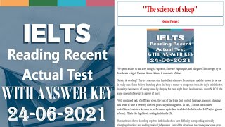 24 June 2021 Actual IELTS Exam  Full Reading Passage With Answer Key  Reading Passages  INDIA [upl. by Maisey]