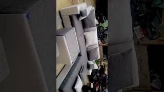 Grey and silver seven seater long chair corner one tea table and 2 sitting table music [upl. by Olatha]