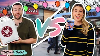 British Festive Menu Taste Test 🎄 Costa vs Cafe Nero [upl. by Arbe]