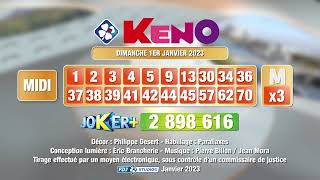 Tirage du midi Keno® du 01 janvier 2023  Résultat officiel  FDJ [upl. by Rabka]