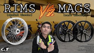 MAGS VS RIMS  CAST WHEELS VS SPOKED WHEELS  PAGKAKAIBA NG MAGS AT RIMS [upl. by Ymmac]