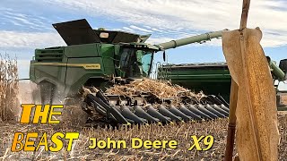 CANADIAN FARMER  the BEAST  BIGGEST COMBINE  John Deere X9 at Corner View Farms corn harvest [upl. by Kutchins303]