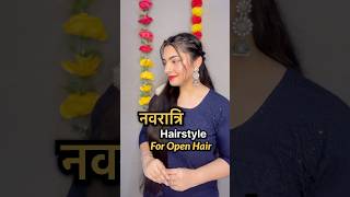 Navratri hairstyle for open hair navratrihairstyle shortsindia openhairstyle gajrahairstyle [upl. by Elcin]