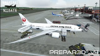 Prepar3D v45  NagasakiRJFU to Niigata RJSN  Qualitywings 7878  Flight Simulator  P3D [upl. by Einnhoj]