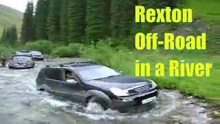 SsangYong Rexton crossing a Kensu river ford in an offroad trip [upl. by Nerhe]