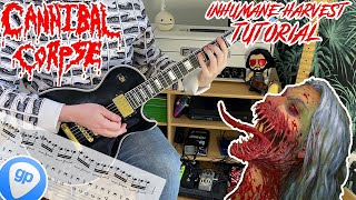 CANNIBAL CORPSE quotInhumane Harvestquot Full Guitar TUTORIALLESSON SoloampRhythm wTABS On Screen amp GP [upl. by Holcomb3]