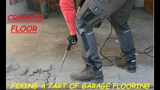 CRACKED GARAGE FLOOR TRYING TO FIX IT [upl. by Ahsinwad]