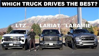 New Ram 1500 Laramie VS Ford F150 Lariat VS Chevy Silverado 1500 LTZ Which Truck Drives The Best [upl. by Sean]