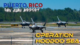 Three F22 Raptors one with Puerto Rico Flag on Cockpit amp Unrestricted Takeoff  SJU Airport part 2 [upl. by Prissie]