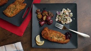 CRISPY Chicken Schnitzel w Potato Salad ep 16 [upl. by Hpsoj391]